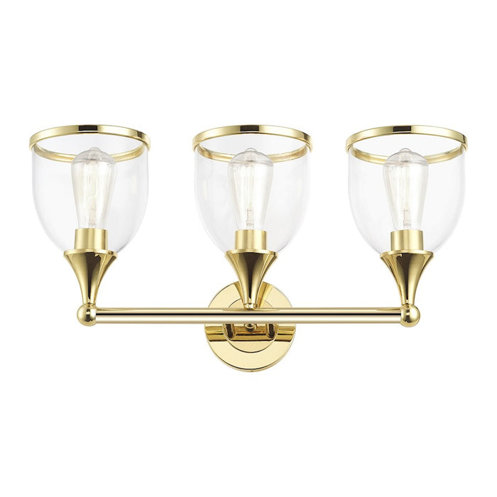 Livex Ashridge 3Lt Vanity Sconce, Polished Brass/Clear