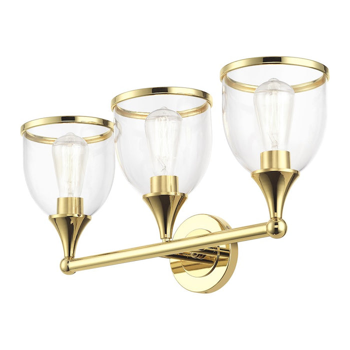 Livex Ashridge 3Lt Vanity Sconce, Polished Brass/Clear