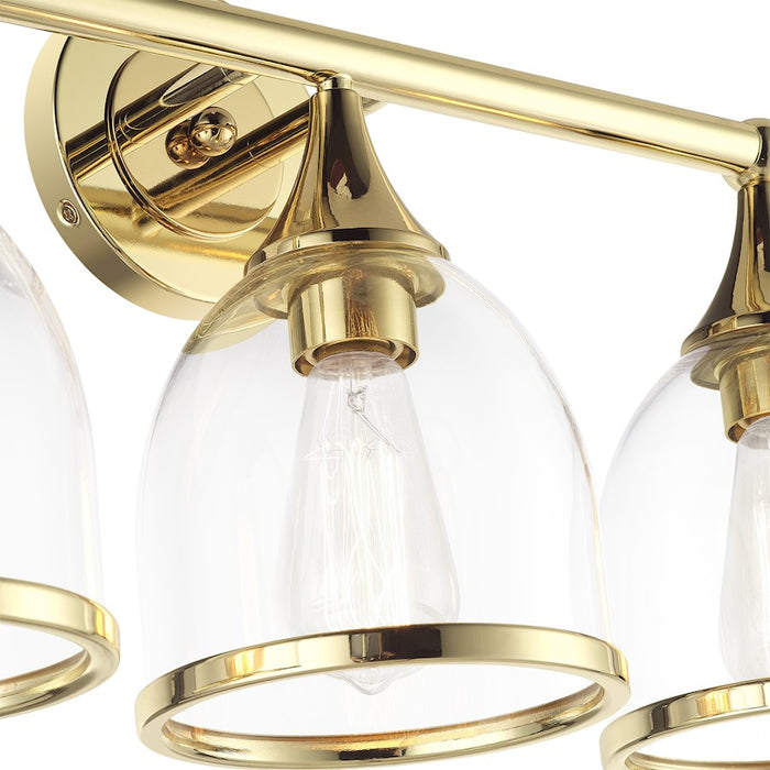 Livex Ashridge 3Lt Vanity Sconce, Polished Brass/Clear