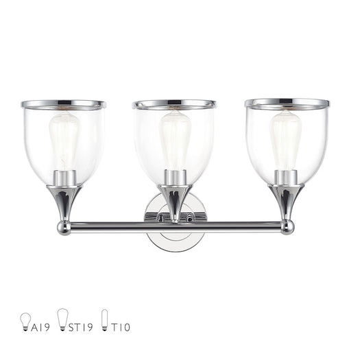 Livex Ashridge 3Lt Vanity Sconce, Polished Chrome/Clear - 14133-05