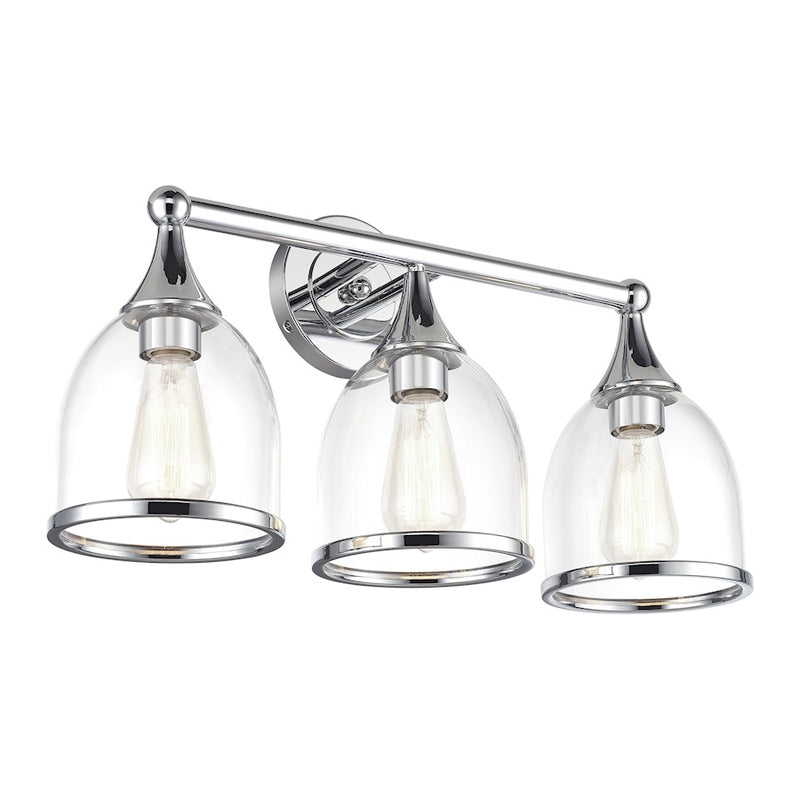 Livex Ashridge 3Lt Vanity Sconce, Polished Chrome/Clear
