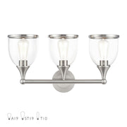 Livex Ashridge 3Lt Vanity Sconce, Brushed Nickel/Clear - 14133-91