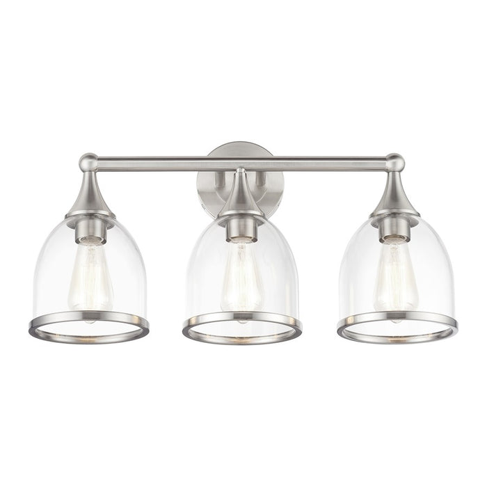 Livex Ashridge 3Lt Vanity Sconce, Brushed Nickel/Clear