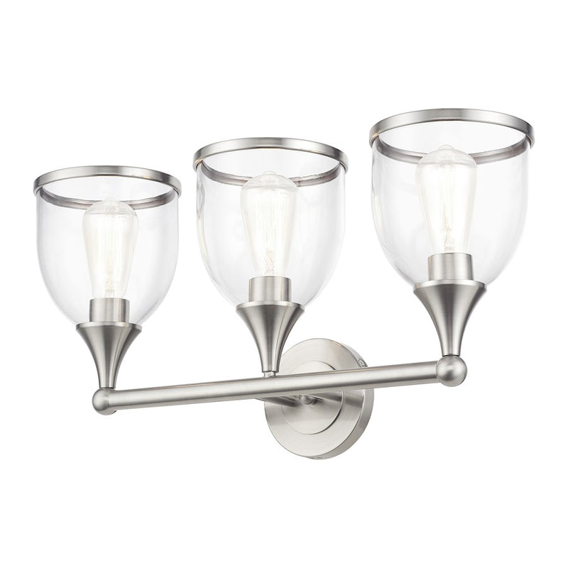 Livex Ashridge 3Lt Vanity Sconce, Brushed Nickel/Clear