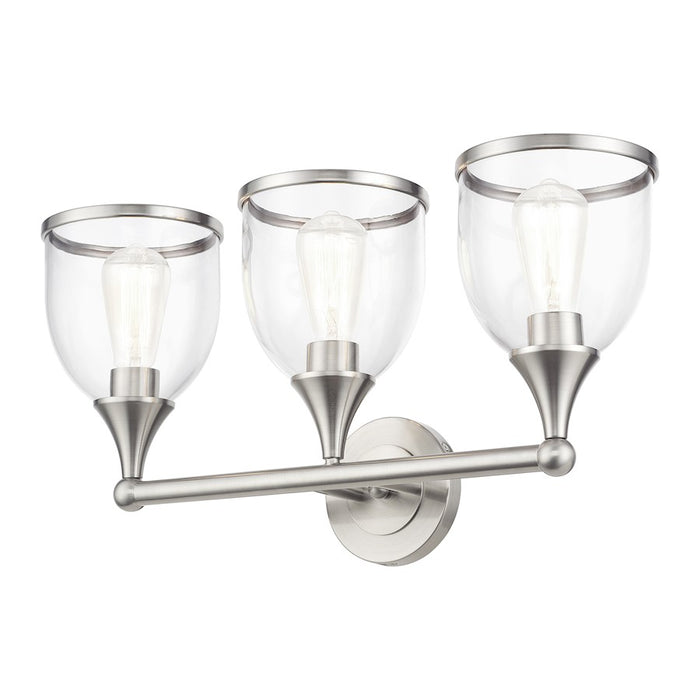 Livex Ashridge 3Lt Vanity Sconce, Brushed Nickel/Clear