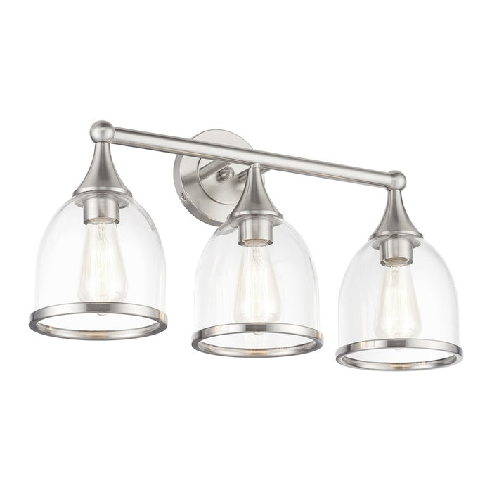 Livex Ashridge 3Lt Vanity Sconce, Brushed Nickel/Clear