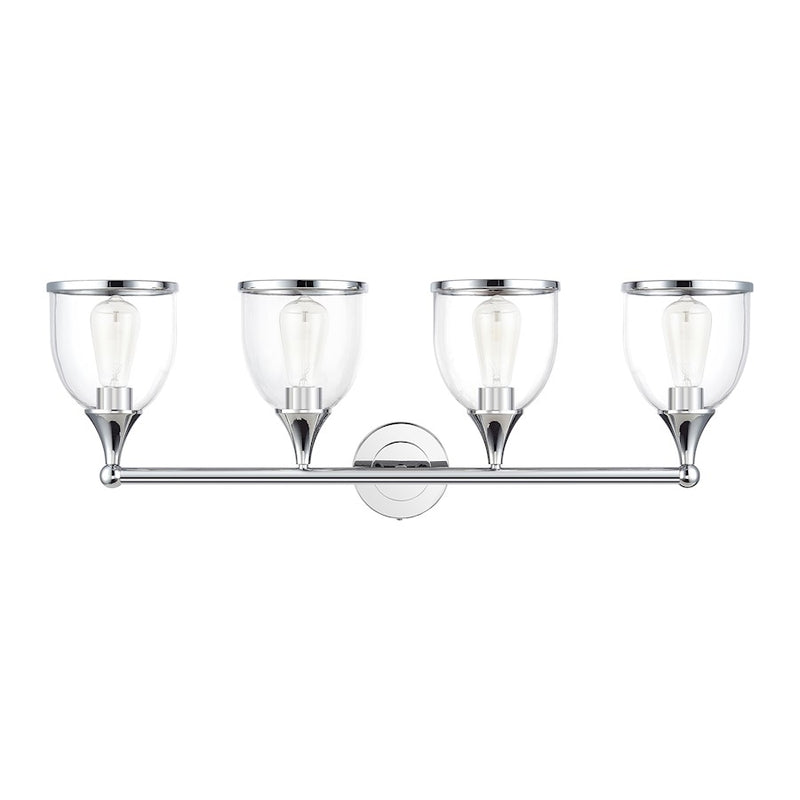 Livex Ashridge 4Lt Large Vanity Sconce, Polished Chrome/Clear