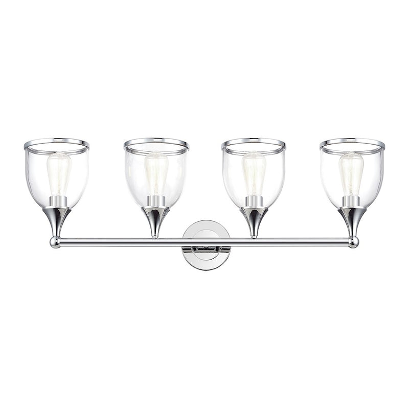 Livex Ashridge 4Lt Large Vanity Sconce, Polished Chrome/Clear
