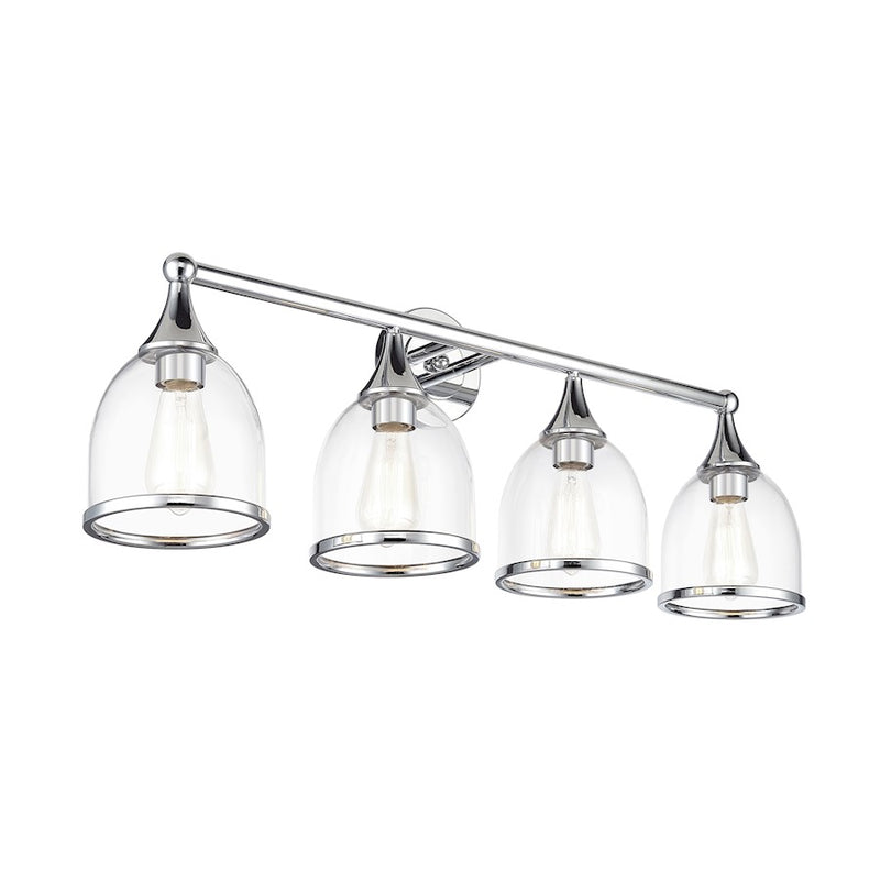 Livex Ashridge 4Lt Large Vanity Sconce, Polished Chrome/Clear