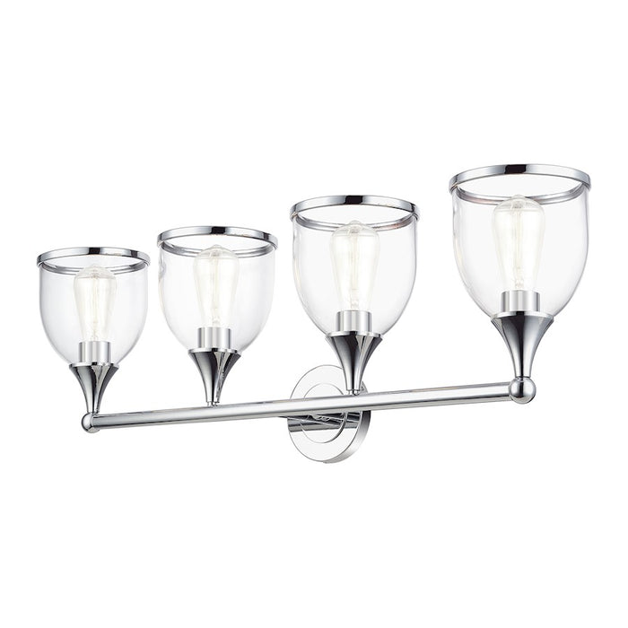 Livex Ashridge 4Lt Large Vanity Sconce, Polished Chrome/Clear