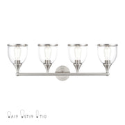 Livex Ashridge 4Lt Large Vanity Sconce, Brushed Nickel/Clear - 14134-91
