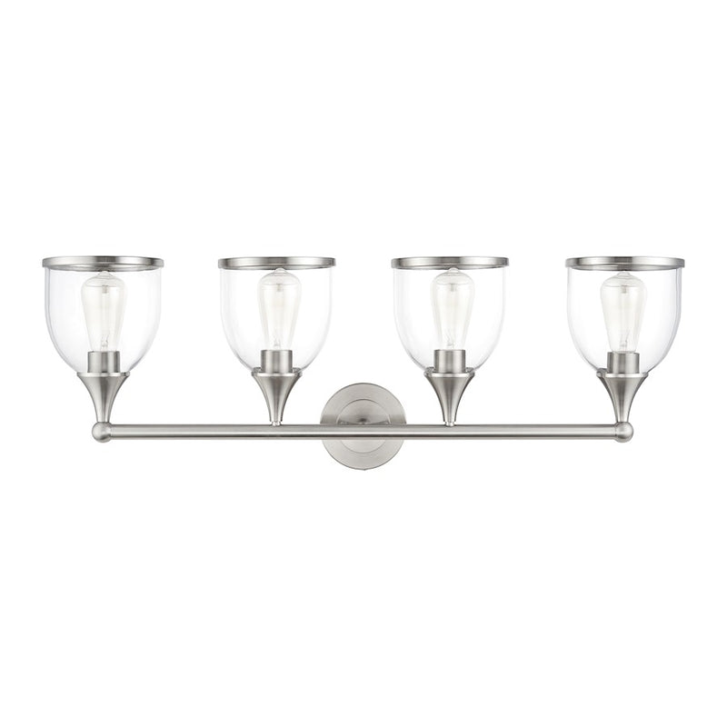 Livex Ashridge 4Lt Large Vanity Sconce, Brushed Nickel/Clear