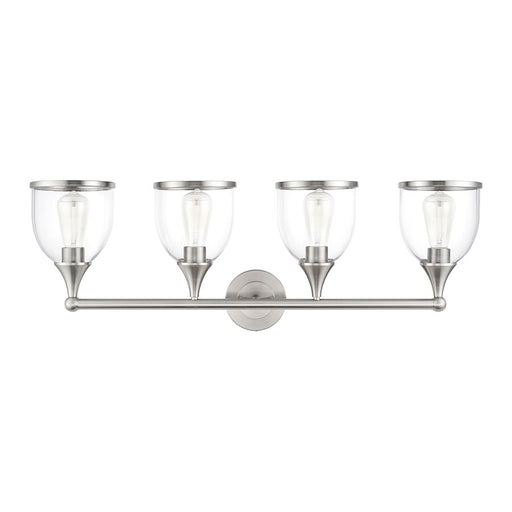 Livex Ashridge 4Lt Large Vanity Sconce, Brushed Nickel/Clear