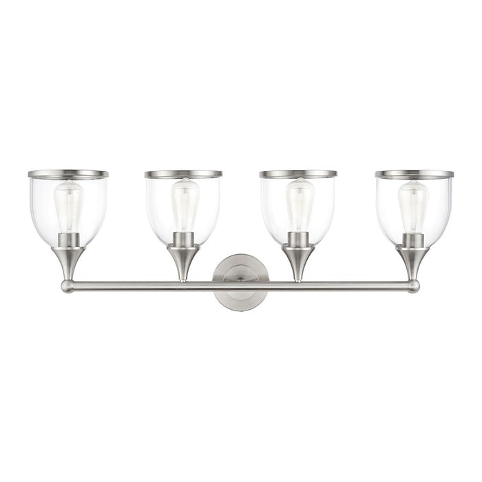 Livex Ashridge 4Lt Large Vanity Sconce, Brushed Nickel/Clear