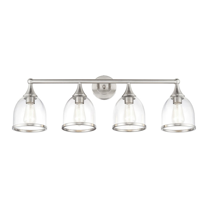 Livex Ashridge 4Lt Large Vanity Sconce, Brushed Nickel/Clear