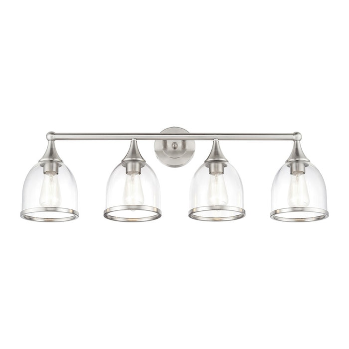 Livex Ashridge 4Lt Large Vanity Sconce, Brushed Nickel/Clear