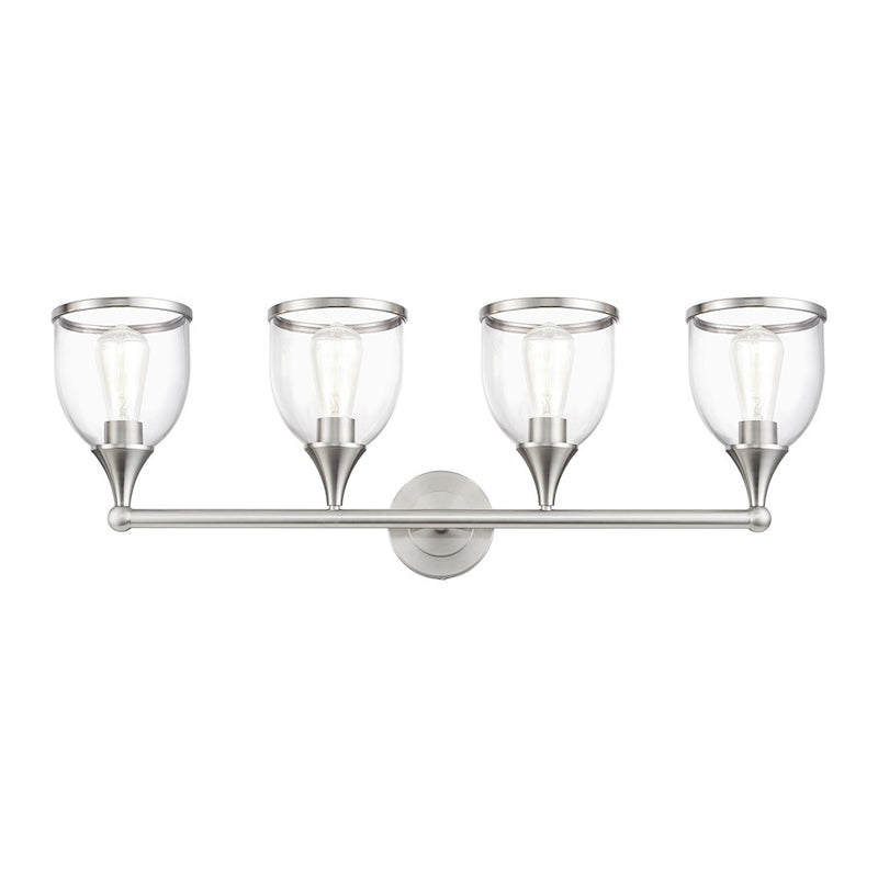 Livex Ashridge 4Lt Large Vanity Sconce, Brushed Nickel/Clear