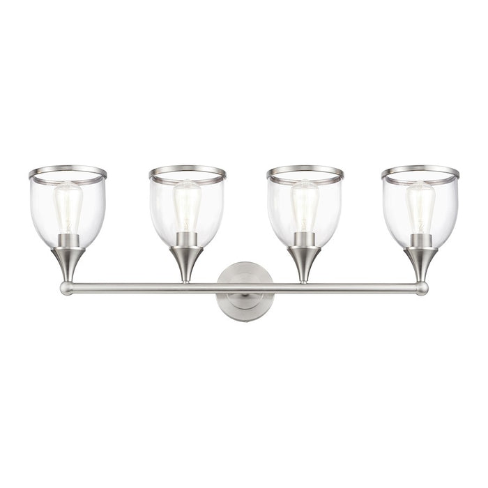 Livex Ashridge 4Lt Large Vanity Sconce, Brushed Nickel/Clear