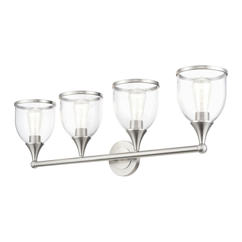 Livex Ashridge 4Lt Large Vanity Sconce, Brushed Nickel/Clear