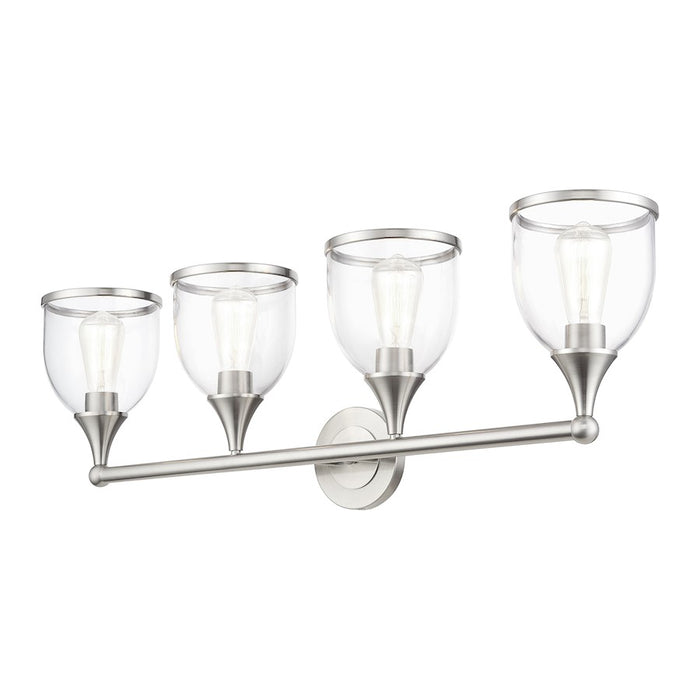 Livex Ashridge 4Lt Large Vanity Sconce, Brushed Nickel/Clear