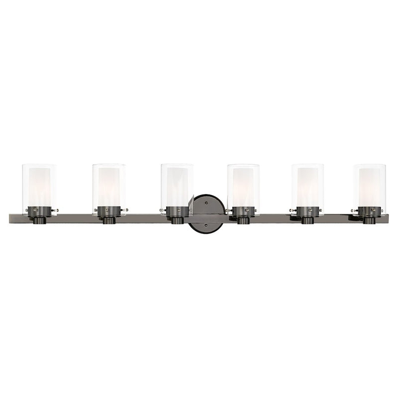 Livex Manhattan Vanity Sconce, Black Chrome/Clear/Opal Inner