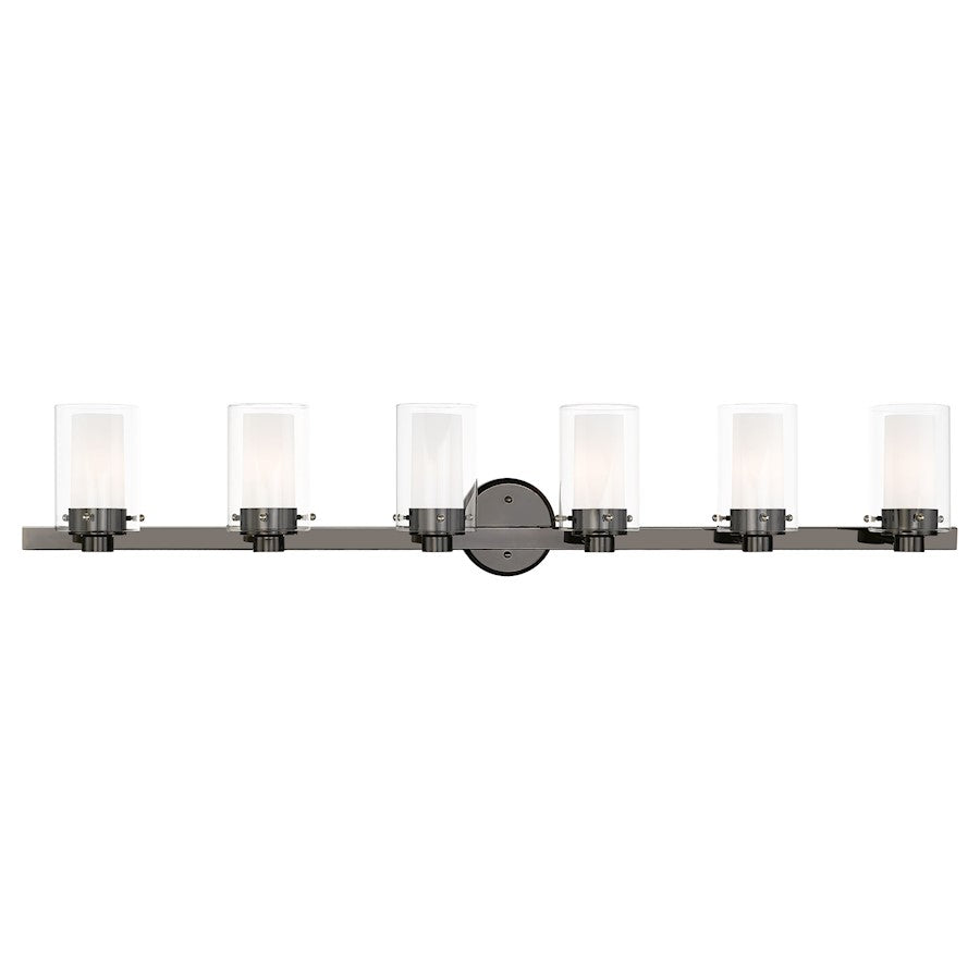 Livex Manhattan Vanity Sconce, Black Chrome/Clear/Opal Inner