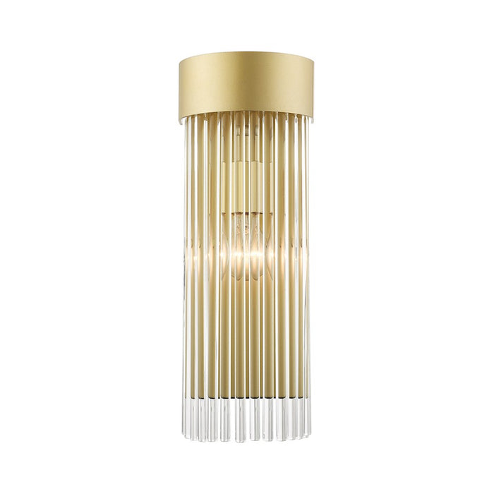 Livex Norwich 1 Light Sconce, Drum Shade/Crystal Rods