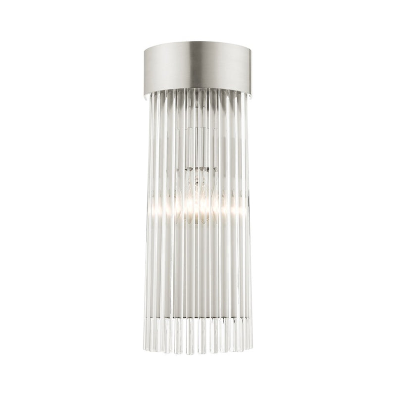 Livex Norwich 1 Light Sconce, Drum Shade/Crystal Rods