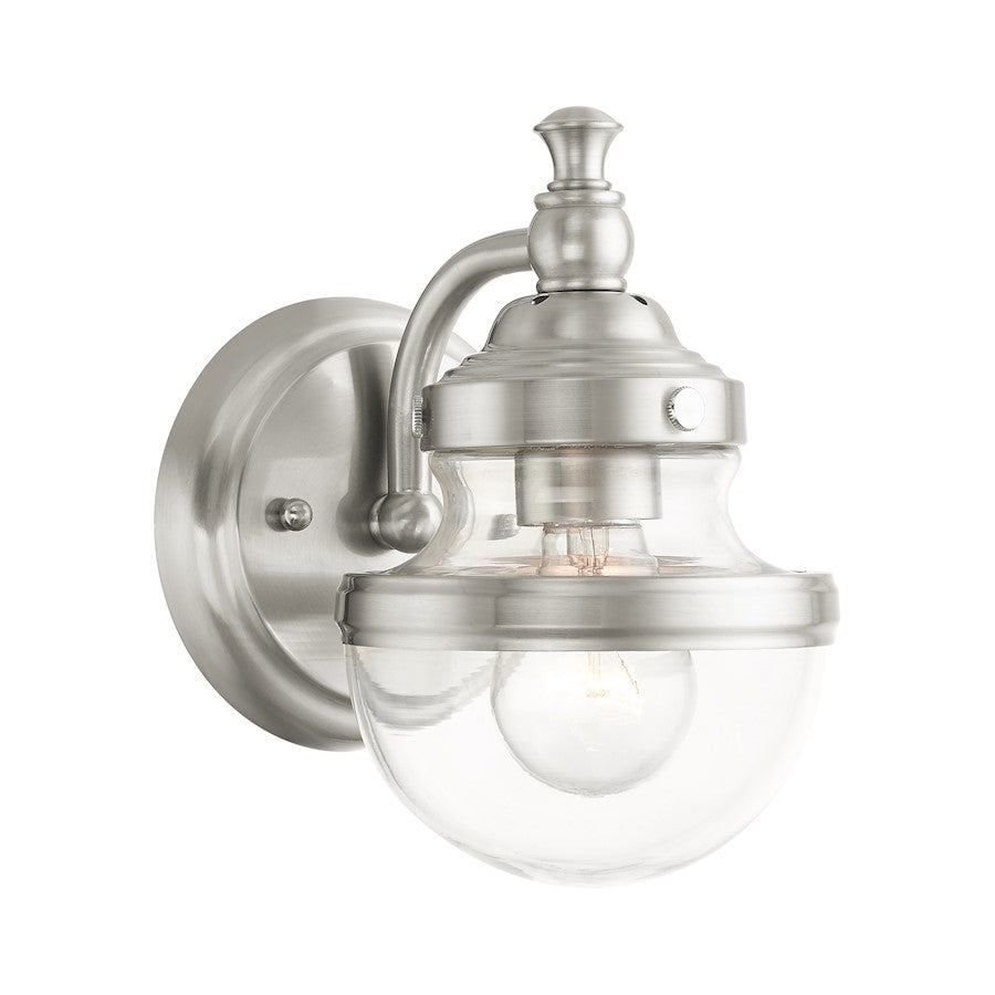 Livex Oldwick 1 Light Sconce, Hand Blown Clear