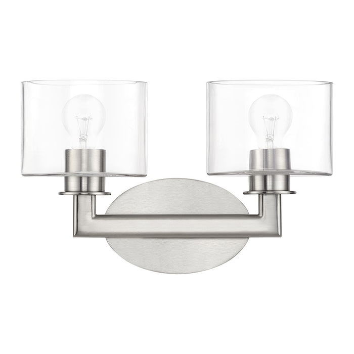 Livex Bernardino 2Lt Vanity Sconce, Brushed Nickel/Clear