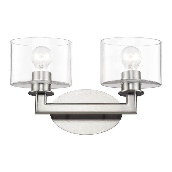 Livex Bernardino 2Lt Vanity Sconce, Brushed Nickel/Clear