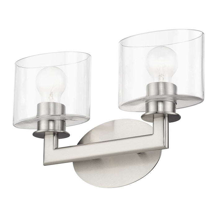 Livex Bernardino 2Lt Vanity Sconce, Brushed Nickel/Clear