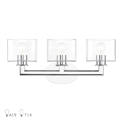 Livex Bernardino 3Lt Vanity Sconce, Polished Chrome/Clear - 17913-05