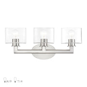 Livex Bernardino 3Lt Vanity Sconce, Brushed Nickel/Clear - 17913-91