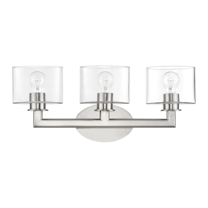 Livex Bernardino 3Lt Vanity Sconce, Brushed Nickel/Clear