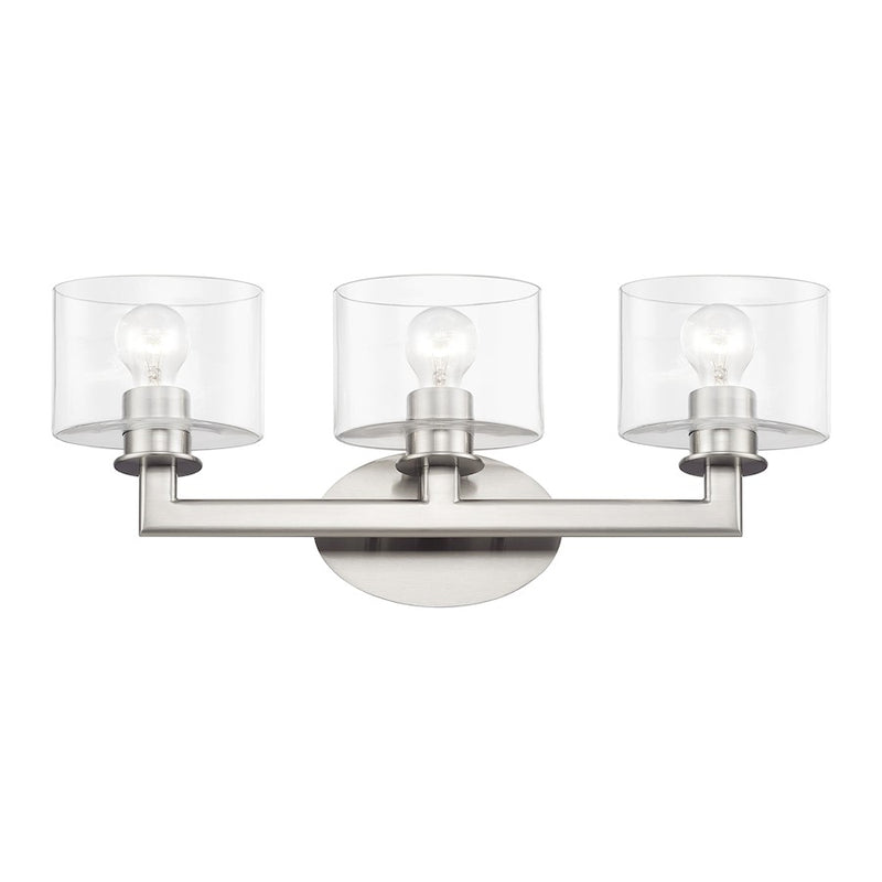 Livex Bernardino 3Lt Vanity Sconce, Brushed Nickel/Clear