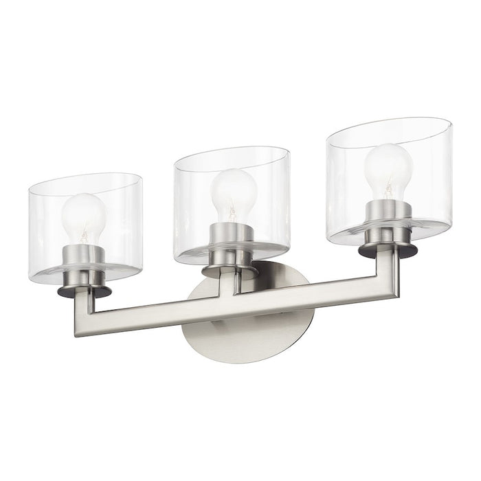 Livex Bernardino 3Lt Vanity Sconce, Brushed Nickel/Clear