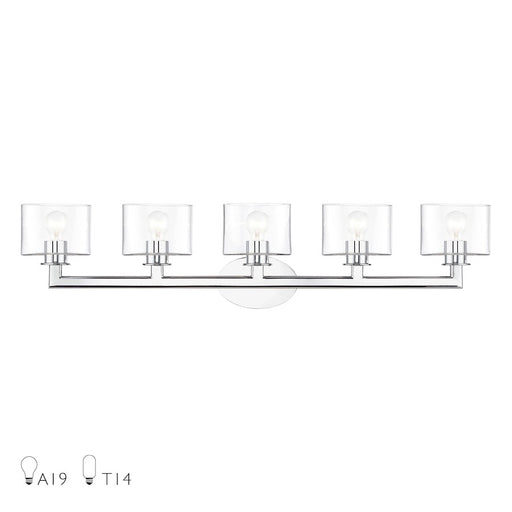 Livex Bernardino 5Lt Extra Large Vanity Sconce, Polished Chrome/Clear - 17915-05