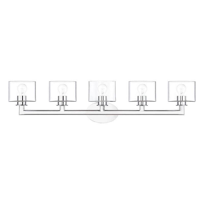 Livex Bernardino 5Lt Extra Large Vanity Sconce, Polished Chrome/Clear