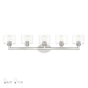 Livex Bernardino 5Lt Extra Large Vanity Sconce, Brushed Nickel/Clear - 17915-91
