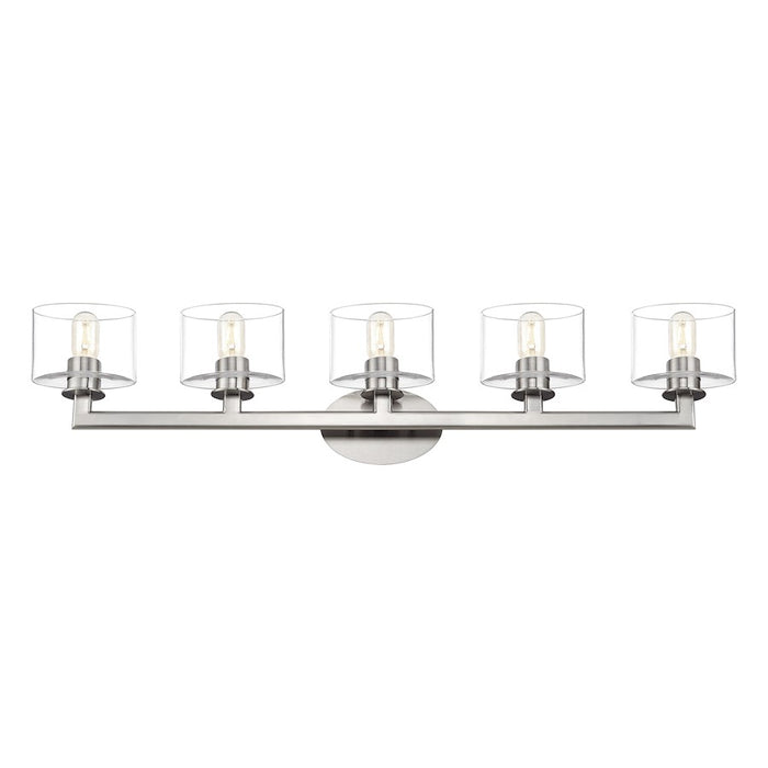 Livex Bernardino 5Lt Extra Large Vanity Sconce, Brushed Nickel/Clear