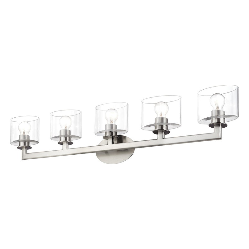 Livex Bernardino 5Lt Extra Large Vanity Sconce, Brushed Nickel/Clear