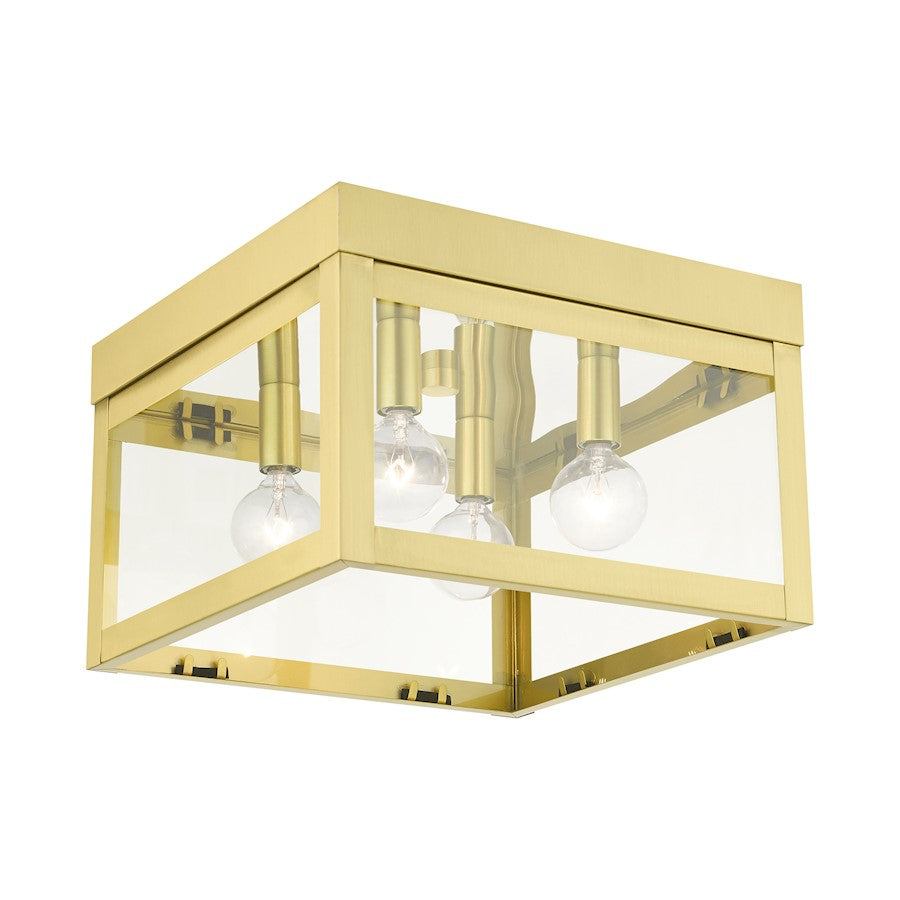 Livex Nyack Flush Mount, Satin Brass