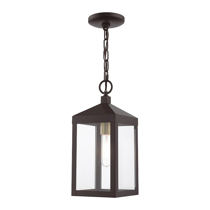 Livex Nyack 1 Light Outdoor Pendant Lantern, Clear