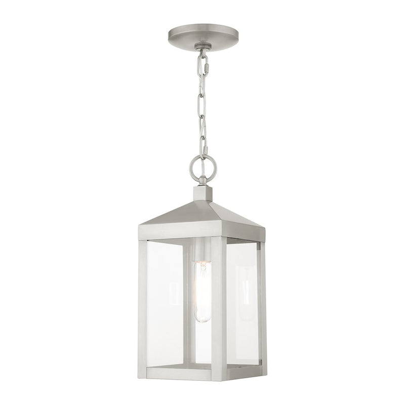 Livex Nyack 1 Light Outdoor Pendant Lantern, Clear