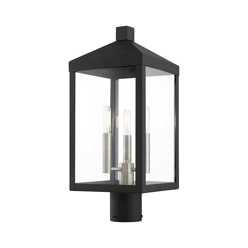 Livex Nyack 3 Light Outdoor Post Top Lantern , Clear