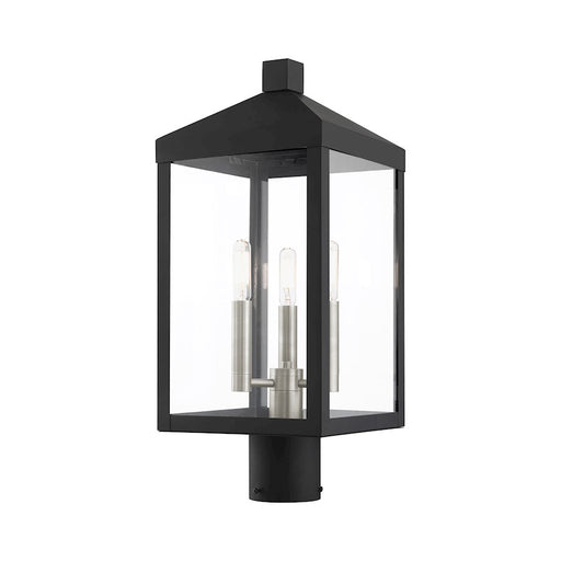 Livex Nyack 3 Light Outdoor Post Top Lantern , Clear
