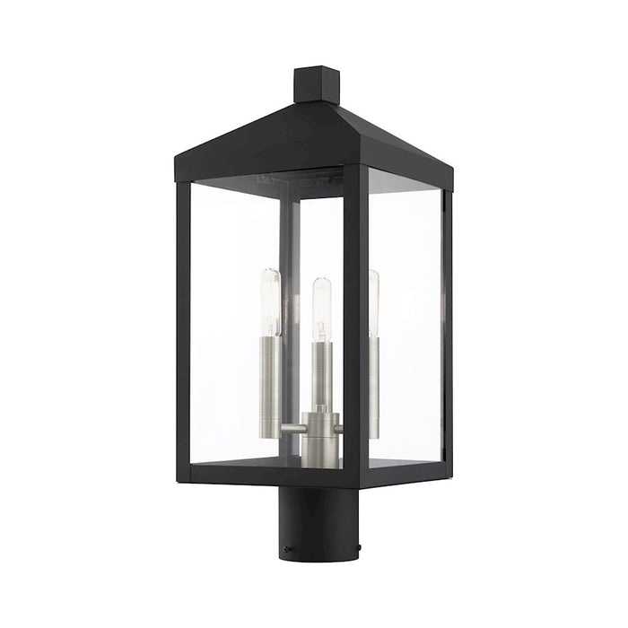 Livex Nyack 3 Light Outdoor Post Top Lantern , Clear