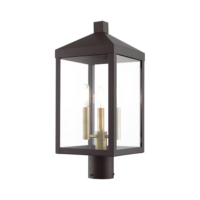 Livex Nyack 3 Light Outdoor Post Top Lantern , Clear