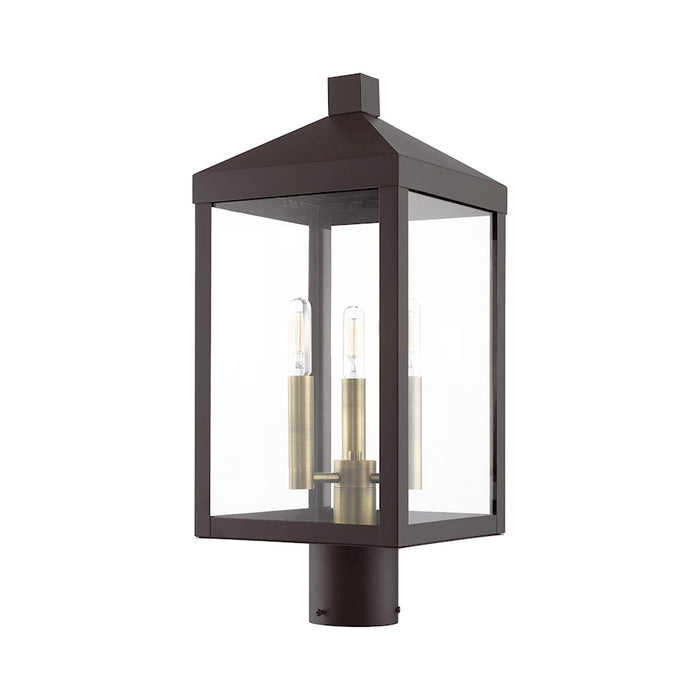 Livex Nyack 3 Light Outdoor Post Top Lantern , Clear